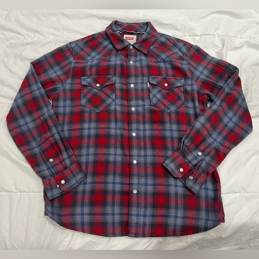 Levi’s Men’s Long Sleeve Western Cut Snap Plaid Shirt size M